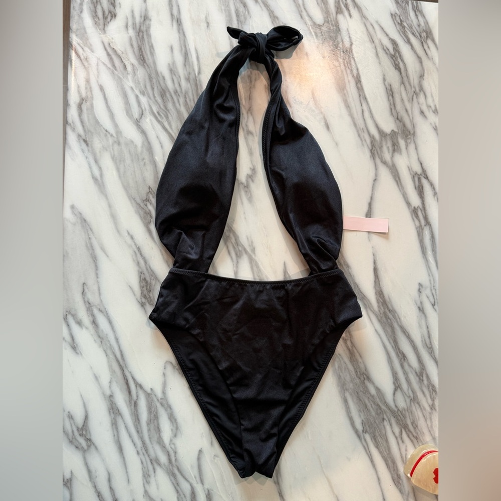 Victoria's Secret Black Halter Tie One-Piece Swimsuit - Picture 3 of 6